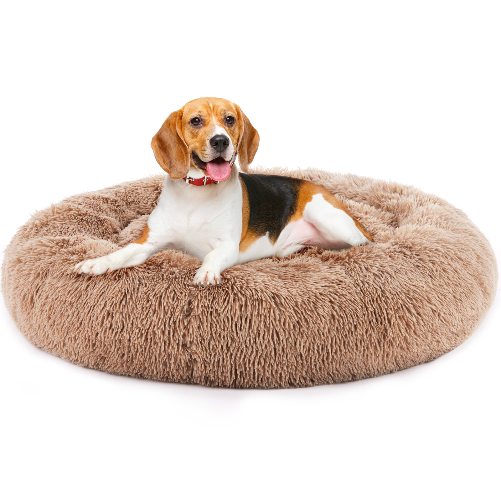 24 Inch Anti-Slip Round Fluffy Plush Faux Fur Cat Bed, Fits Up To 25 Lbs Pets - Image 5